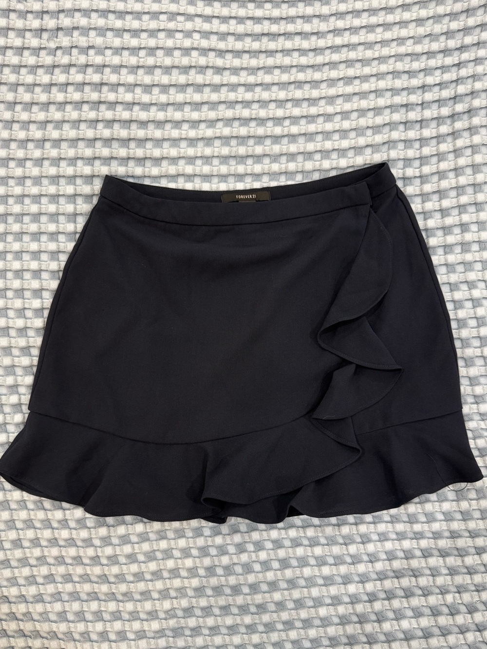 Forever 21 Navy Blue Ruffle Wrap-Style Mini Skirt